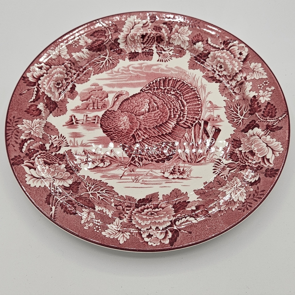 Wood's Burslem England Thanksgiving Turkey Plate Red